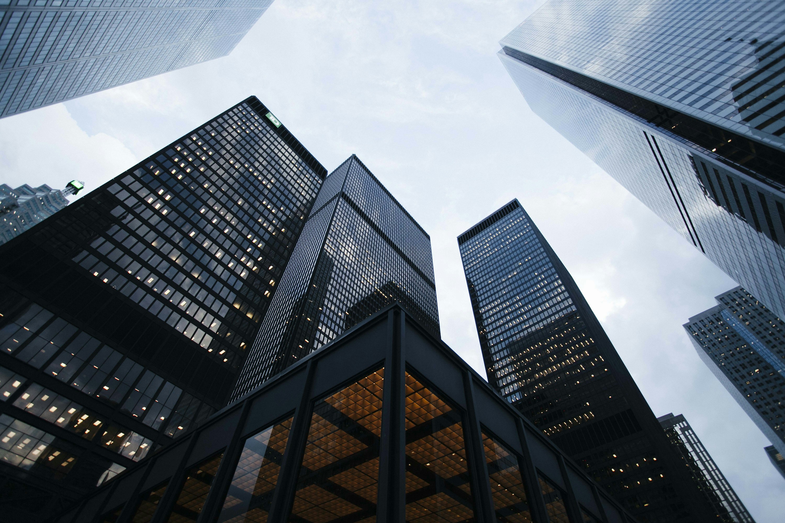 Contemporary tower geometry against open sky